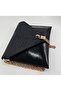 Black Patent Leather Iguana Pattern Chain Strap Women's Portfolio & Clutch Bag (29 X 19 cm) - 5