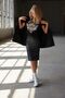 Black Faux Leather Winter Midi Leather Skirt with Inner Lining