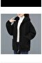 Oversize Hooded Zippered Polo Plush Jacket Unlined Inside Out Plush