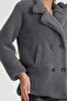 Four Button Plush Coat LINED GRAY COAT - 3