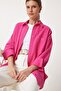 Dark Pink Oversize Linen Shirt - Lhf0005