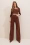 My Women Brown Lycra Super High Waist Loose Jean Trousers. (Super High.) Wide Leg. - 7