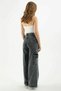 Smoked Snow Cargo Loose No Back Pocket Lycra Super High Waist Jean Trousers - 3