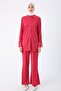 Fuchsia Pleated Sleeves Shirt Tunic with Lace Detail - 2