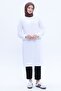 White Cotton Tunic with Back Slits and Epaulettes