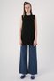 Women's Black Sleeveless Crew Neck Skirt Pleated Blouse Underwear - 2