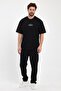 Men's I Swear Printed Oversize 100% Cotton Loose Wide Cut Crew Neck Soft Textured Black T-Shirt - 5