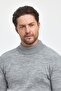 Men's Gray Half Turtleneck Non-Pilling Thick Textured Regular Fit Knitwear Sweater - 3