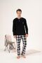 Men's Winter Buttoned Collar Checked Bottom Fleece Pajama Set - 5