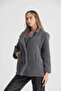 Four Button Plush Coat LINED GRAY COAT - 4