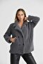 Four Button Plush Coat LINED GRAY COAT - 6