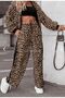 Leopard Pattern Cropled Tracksuit Set - 4