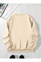 Unisex Beige Rose Printed Crew Neck Oversize Sweatshirt - 2