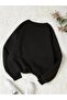 Black Cotton Oversize Sweatshirt - Unisex, Crew Neck, Printed - 2