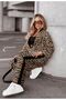 Leopard Pattern Cropled Tracksuit Set - 2