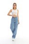 Klara Baby Ice Blue Cargo Loose Back Pocketless Lycra Super High Waist Jean Pants