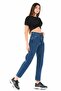 Dark Blue Lycra Mom Jean Trousers (Color Does Not Fade)