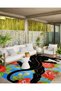 Alya Collection Red Rose Detailed Black Jaguar Patterned Woven Base Decorative Carpet Alya07 - 3