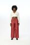 Women's Elastic Waist, Loose Legs, Shiny Fabric, Solid Color Pants - 4