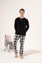 Men's Winter Buttoned Collar Checked Bottom Fleece Pajama Set