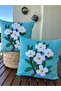 Spring Flower Bohemian Punch Hand Embroidered Throw Pillow Case Double Set Turquoise Color 100% Hand Embroidered