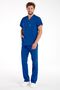 Men's Cobalt Blue Lycra Thin Fabric Scrubs Doctor Nurse Jersey Bat Sleeve Surgical Suit - 3