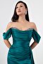 satin EveninG Dress - Chest stone DeTail, ECR5007 - 2