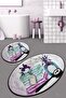 Lavanta Djt Set of 2 Toilet Seat Set Bathroom Mat Set Carpet