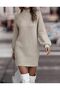 Jacquard Knitted Knitwear Dress Women's Half Turtleneck - 4