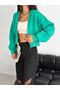Women's Corset Detailed Cuff 3 Thread Short Zipper Sweatshirt - 2