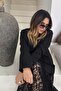 Black Lace Midi Skirt - Elastic Waist - 5