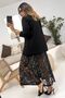 Black Lace Midi Skirt - Elastic Waist - 2