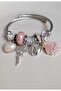 Pink Seashell Cross Bracelet Silver - 2