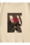 Unisex Beige Rose Printed Crew Neck Oversize Sweatshirt - 5