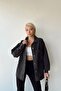 Black Denim Shirt Jacket - Double Pocket and Washable Bcdf-235403 - 2