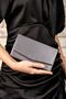 Women's Anthracite Satin Mini Box Shoulder Evening Bag - 5