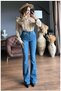 Lofty Women's Light Blue Flare Sleeve High Waist Jean - 2