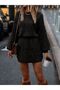 Off-Shoulder Wrap Print Openwork Model Waist Tied Knitwear Dress - 4