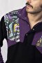 Women Men Purple Black Half Zipper Fleece - 2