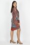 Women's Plus Size Tan Wrap Collar Front Detailed Dress 65n27084 - 2