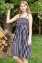 Black and White Patterned Rope Strap Dress