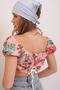 Women's Crop Blouse with Fringed Embroidery and Lace-up Back ALC-X6563-RW - 5