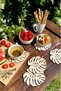 Wooden Monstera Leaf Cup-candle holder-ice cream-cookie Bowl Set Coaster Set of 5 - 3