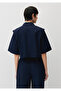 Navy Blue Crop Shirt - Short Sleeve, Short Cut1210911-82458 - 3