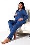 Pregnancy and postpartum blue lounge double pajama set - 3