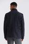 Dark Navy Blue Slim Fit Judge Collar Epaulette Patterned Sports Stamp Coat - 4