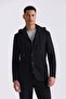 Black Slim Fit Mono Collar Hooded Sports Suit - 2