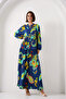 2423 Model Authentic Patterned Yellow Dress - 3