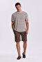 Beige Striped Slim Fit Crew Neck T-Shirt