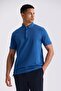 Cobalt Blue Slim Fit 100% Cotton Mercerized Polo Neck T-Shirt
